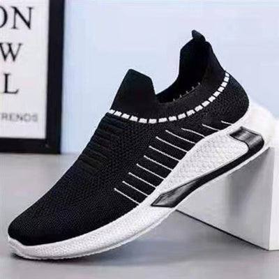 Men's Fashion Lightweight Mesh Sock Shoes With Striped Design Outdoor Sports Shoes