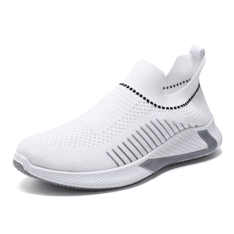 Men's Fashion Lightweight Mesh Sock Shoes With Striped Design Outdoor Sports Shoes