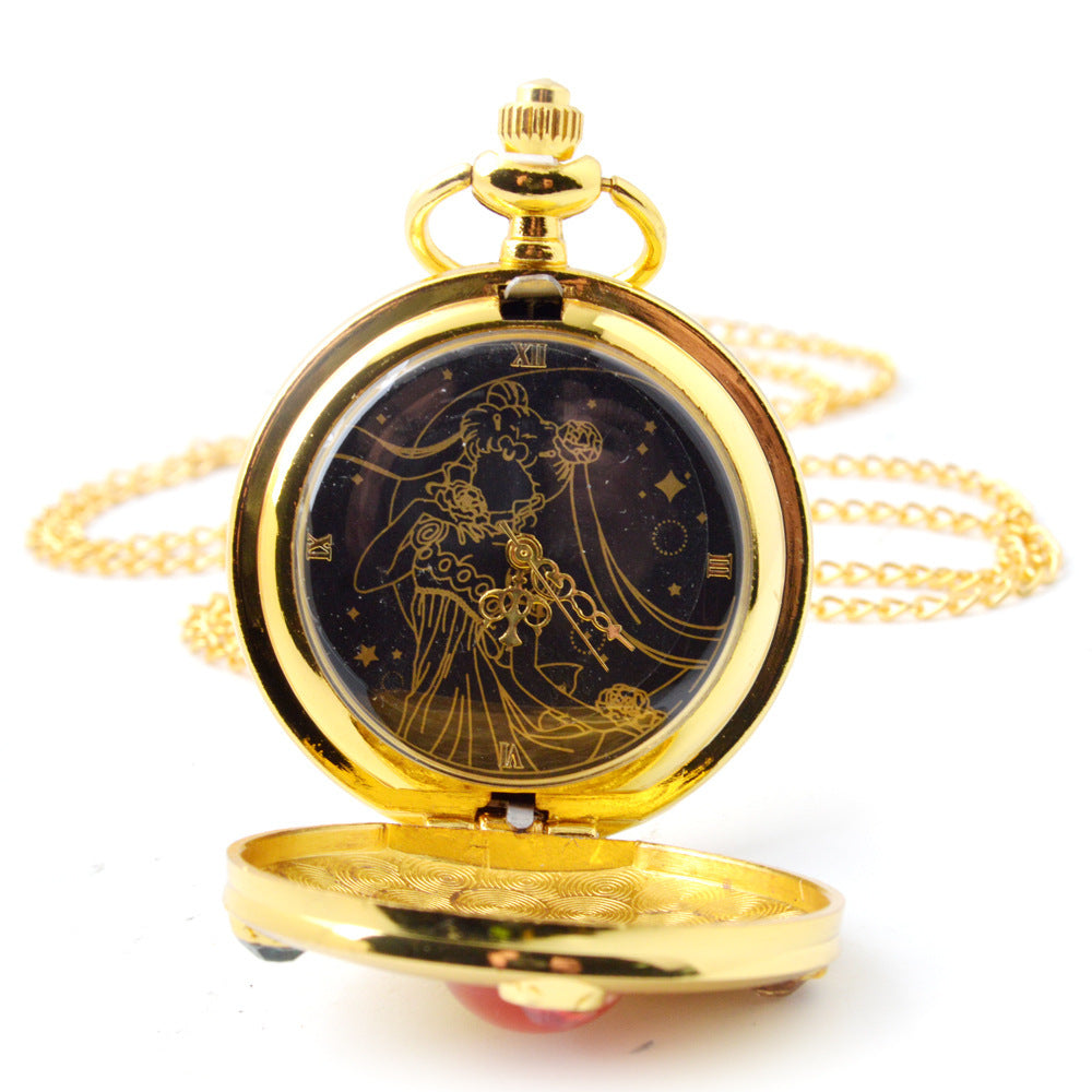 Female's Quartz Necklace Pocket Watch Beautiful Girl With Diamond Pocket Watch