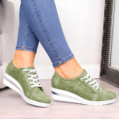 Summer Autumn Wedge Shoes Casual Sneakers Meddle Heel Pointed Toe Air Mesh Shoe