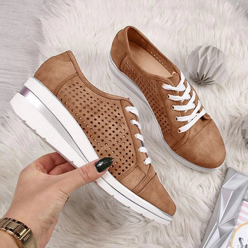 Summer Autumn Wedge Shoes Casual Sneakers Meddle Heel Pointed Toe Air Mesh Shoe