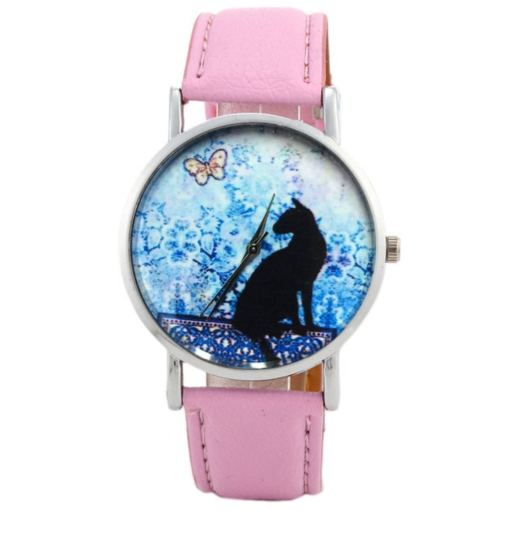 Women's Quartz Wristwatch Brand Fashion Print Cat Pattern Charm For Women