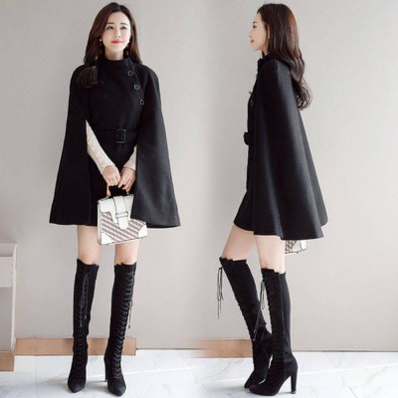 Sexy Elegant Winter Thickened Woolen Cloak Coat For Women