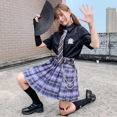 School Girl Uniform Skirt Original College Style Pleated For Student Ladies Going To School