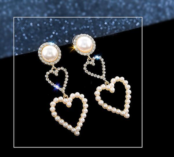 Pearl Rhinestone Droptop Stylish Earrings