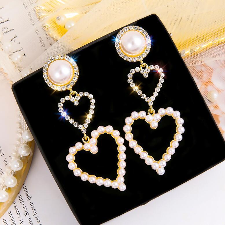 Pearl Rhinestone Droptop Stylish Earrings