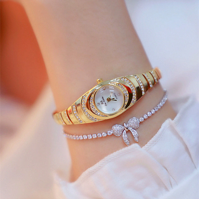 Ladies Gold Watch Diamond Wristwatch Fashion Bracelet Watches For Women