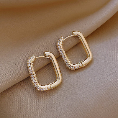 Glamours Geometric Square Earrings Zircon Earrings French Earrings