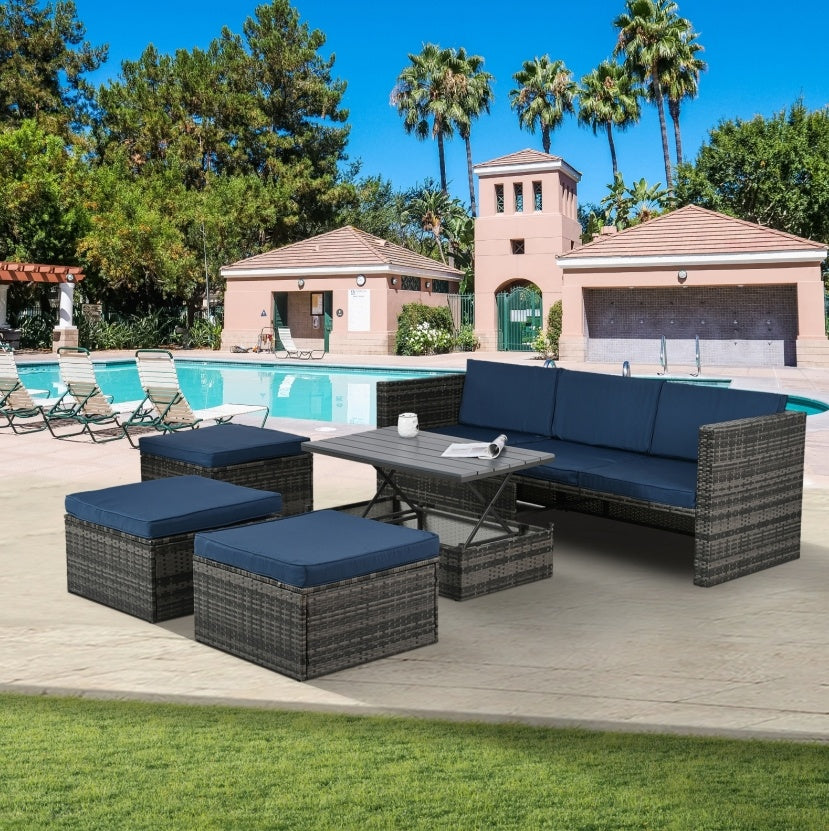 The fabulous Patio Furniture, Outdoor Furniture, Seasonal PE Wicker Furniture,5 Set Wicker Furniture With Plywood