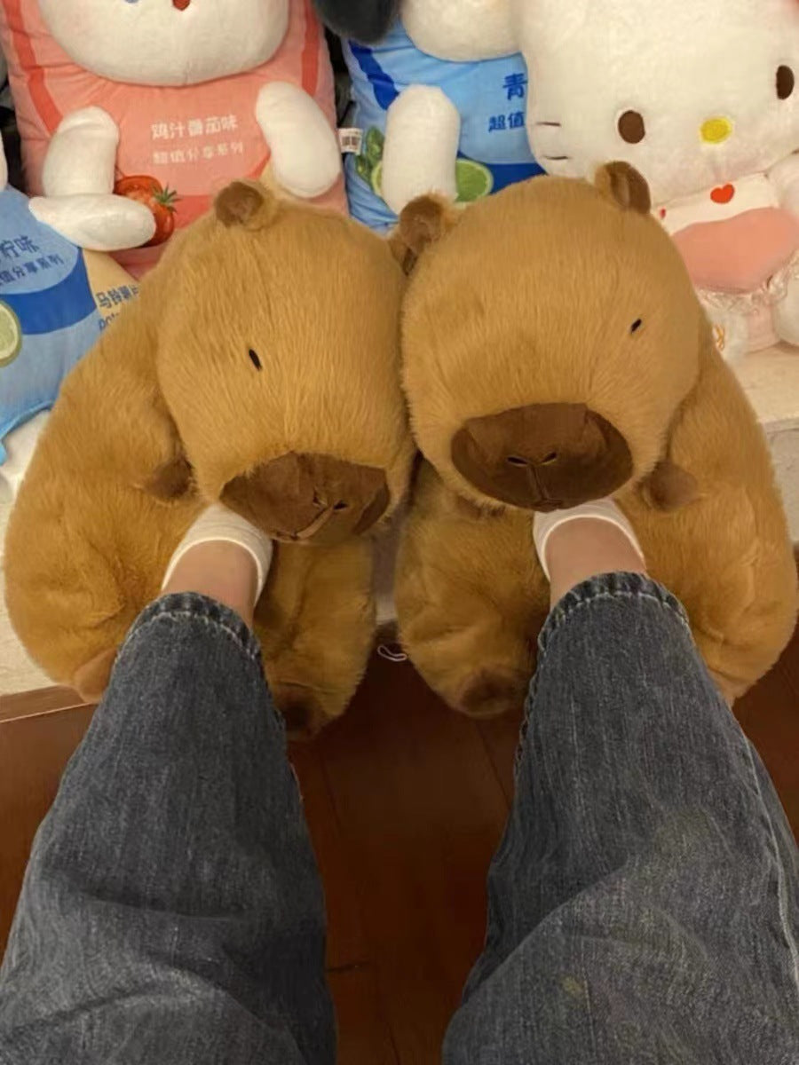 Capybara Cotton Bear Slippers Plush & Cartoon Characters Look