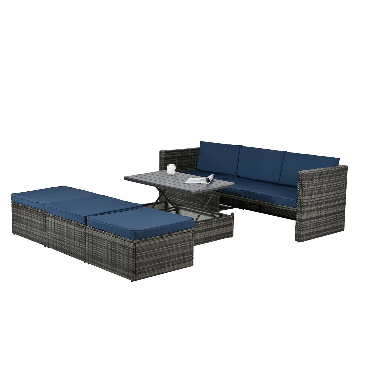 The fabulous Patio Furniture, Outdoor Furniture, Seasonal PE Wicker Furniture,5 Set Wicker Furniture With Plywood