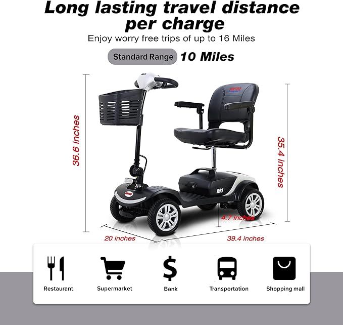 Compact Heavy-Duty 4-Wheel Mobility Scooter for Seniors and Adults