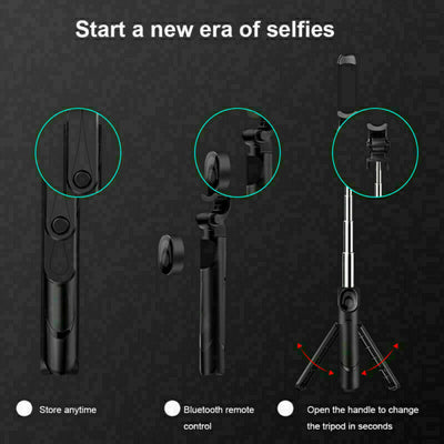 Fit  Telescopic Selfie Stick Bluetooth Tripod Monopod Phone Holder