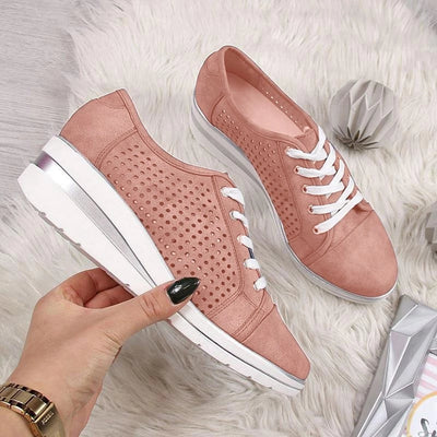 Summer Autumn Wedge Shoes Casual Sneakers Meddle Heel Pointed Toe Air Mesh Shoe