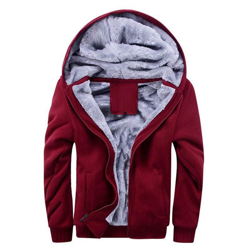 Men's Winter Coat hoodies Add Wool Jacket Hooded Sweater.