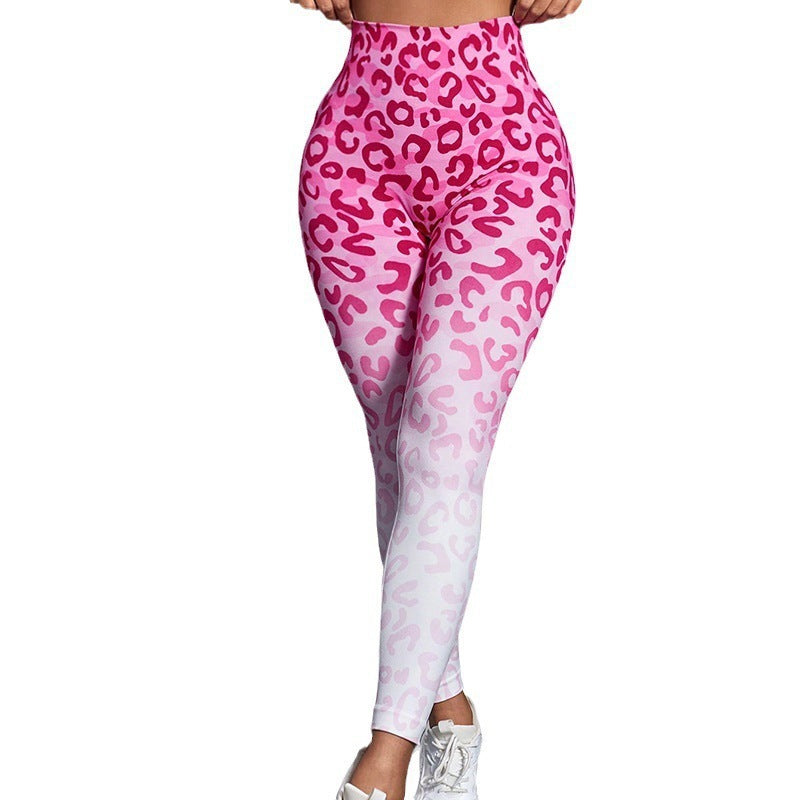 Women's Seamless Cheetah Yoga Pants Tight High Waist Hip Lifting For Female