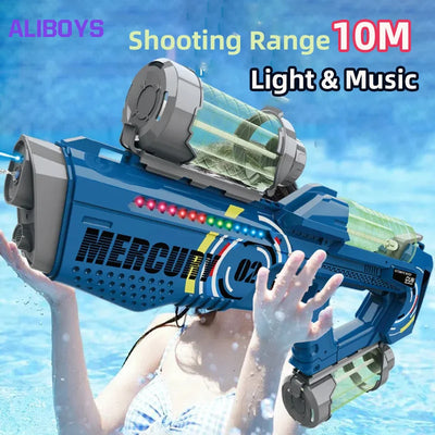 Automatic Rechargeable Water Gun: Continuous Firing, Lights, Kids Party Toy