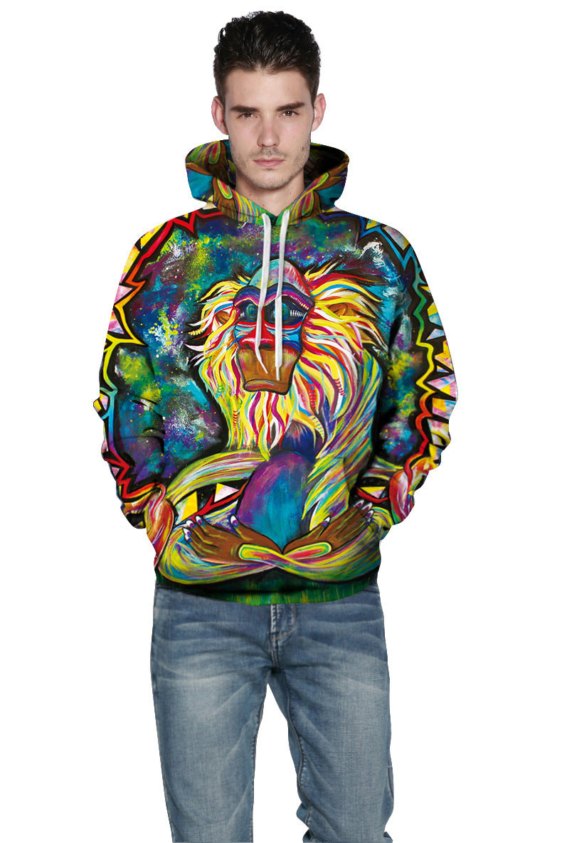 Men & Women Fashion Hoodie Monkey Design Art Sweatshirts Coats Couples Hoodie