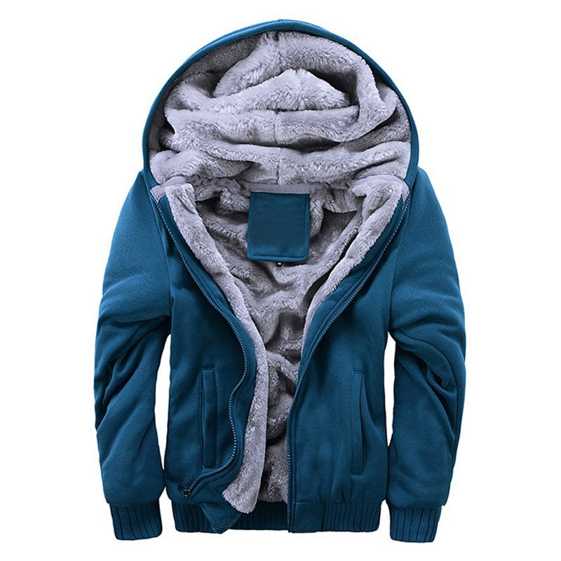 Men's Winter Coat hoodies Add Wool Jacket Hooded Sweater.