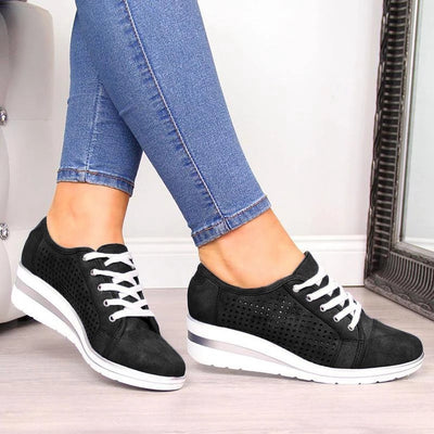 Summer Autumn Wedge Shoes Casual Sneakers Meddle Heel Pointed Toe Air Mesh Shoe