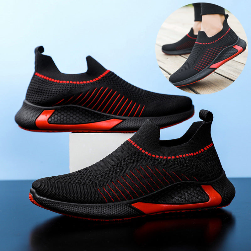 Men's Fashion Lightweight Mesh Sock Shoes With Striped Design Outdoor Sports Shoes