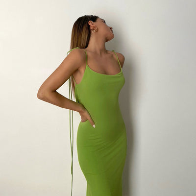 Backless Draped Maxi Summer Dress  for Women's Wear