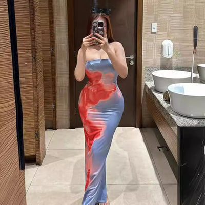 Classy Sexy & Elegant Slim Slit Tube Long Dress For Summer Beach Party For Women's Stylish Clothing