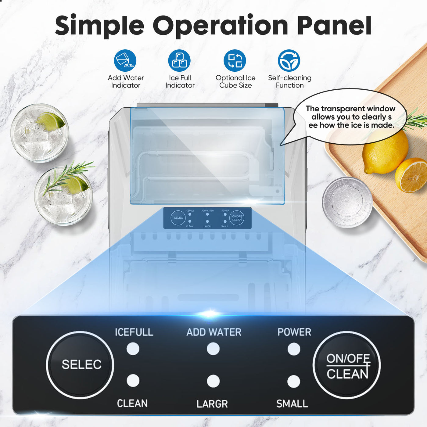 The Portable Ice Maker Self-Cleaning Helps Keep to Beverages Cool