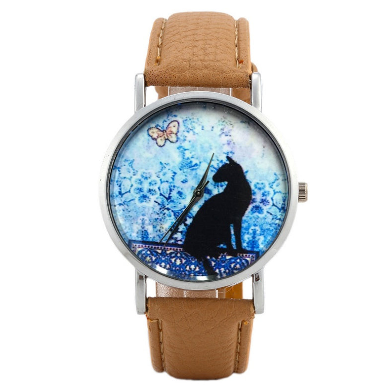 Women's Quartz Wristwatch Brand Fashion Print Cat Pattern Charm For Women