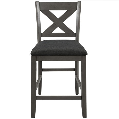 TOPMAX 5 Pieces Counter Height Rustic Farmhouse Dining Room Wooden Bar Table Set With 2 Stools And 2 Chairs, Gray