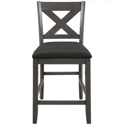TOPMAX 5 Pieces Counter Height Rustic Farmhouse Dining Room Wooden Bar Table Set With 2 Stools And 2 Chairs, Gray