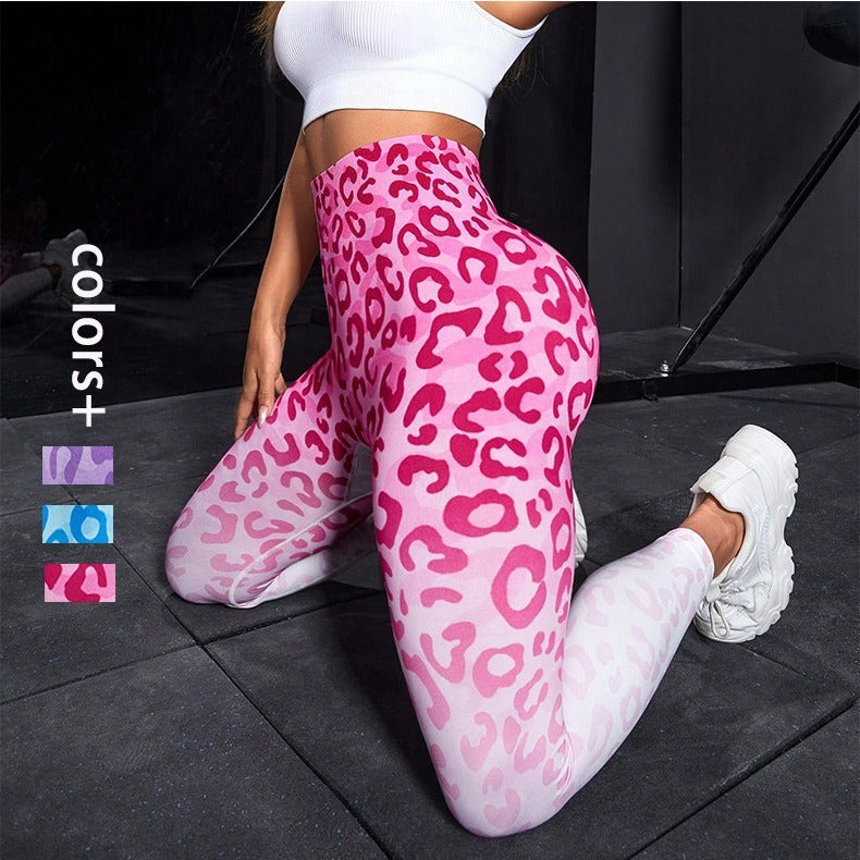 Women's Seamless Cheetah Yoga Pants Tight High Waist Hip Lifting For Female