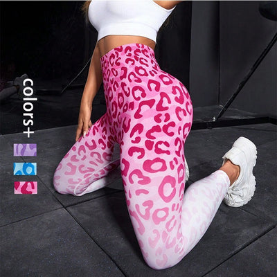 Women's Seamless Cheetah Yoga Pants Tight High Waist Hip Lifting For Female