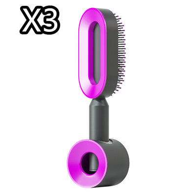 Self Cleaning Hair Brush For Women One-key Cleaning Hair Loss Airbag Massage Scalp Comb Anti-Static Hairbrush