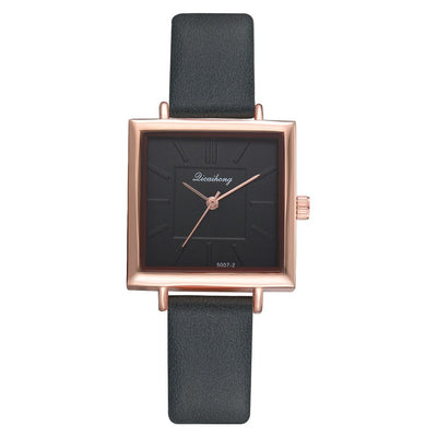 Women's Square Bracelet Wristwatches Contracted Leather Crystal Quartz Clock For Ladies