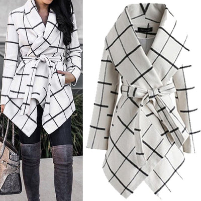 Women's winter irregular plaid coat