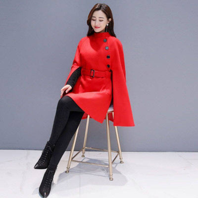 Sexy Elegant Winter Thickened Woolen Cloak Coat For Women