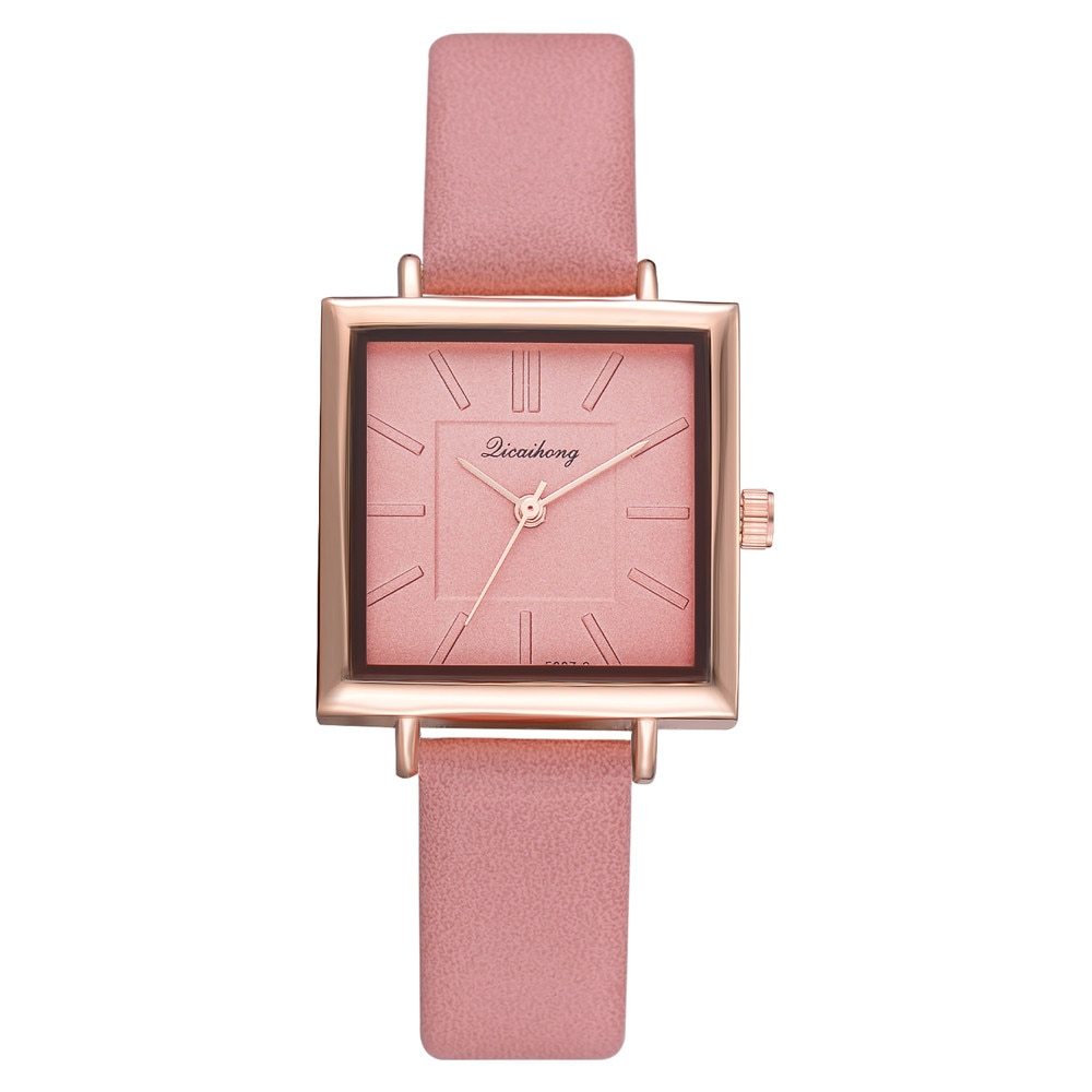 Women's Square Bracelet Wristwatches Contracted Leather Crystal Quartz Clock For Ladies