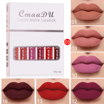 Matte Non-Stick Cup Waterproof Lipstick - 6 Long-Lasting Shades