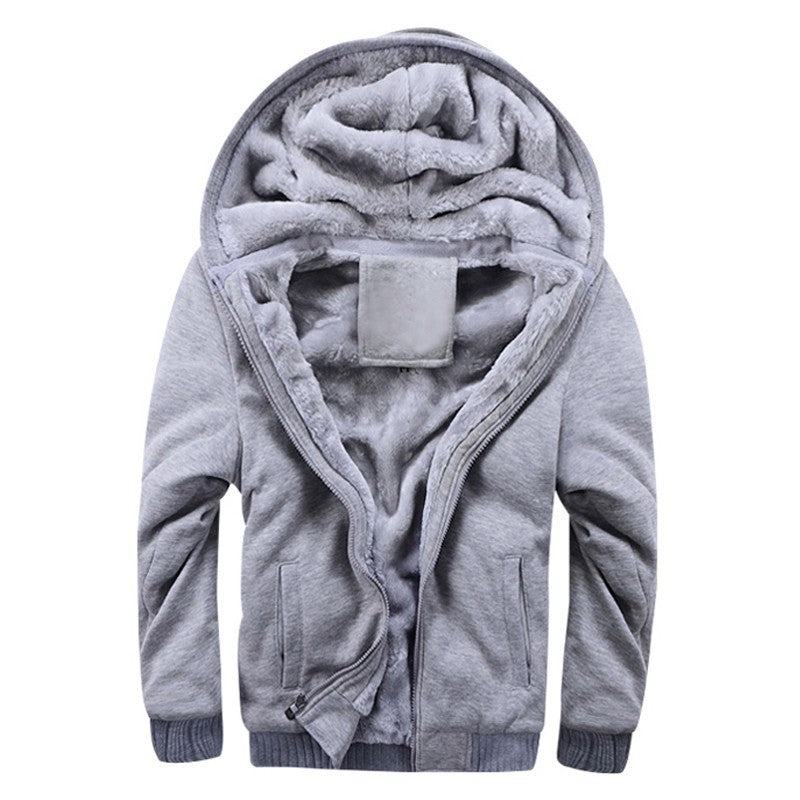 Men's Winter Coat hoodies Add Wool Jacket Hooded Sweater.