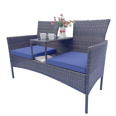 Outdoor Furniture Set With Removable Cushions & Table, Temp - Wicker Patio Conversation Furniture Set,