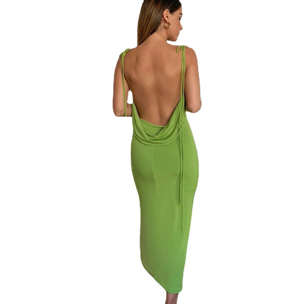 Backless Draped Maxi Summer Dress  for Women's Wear