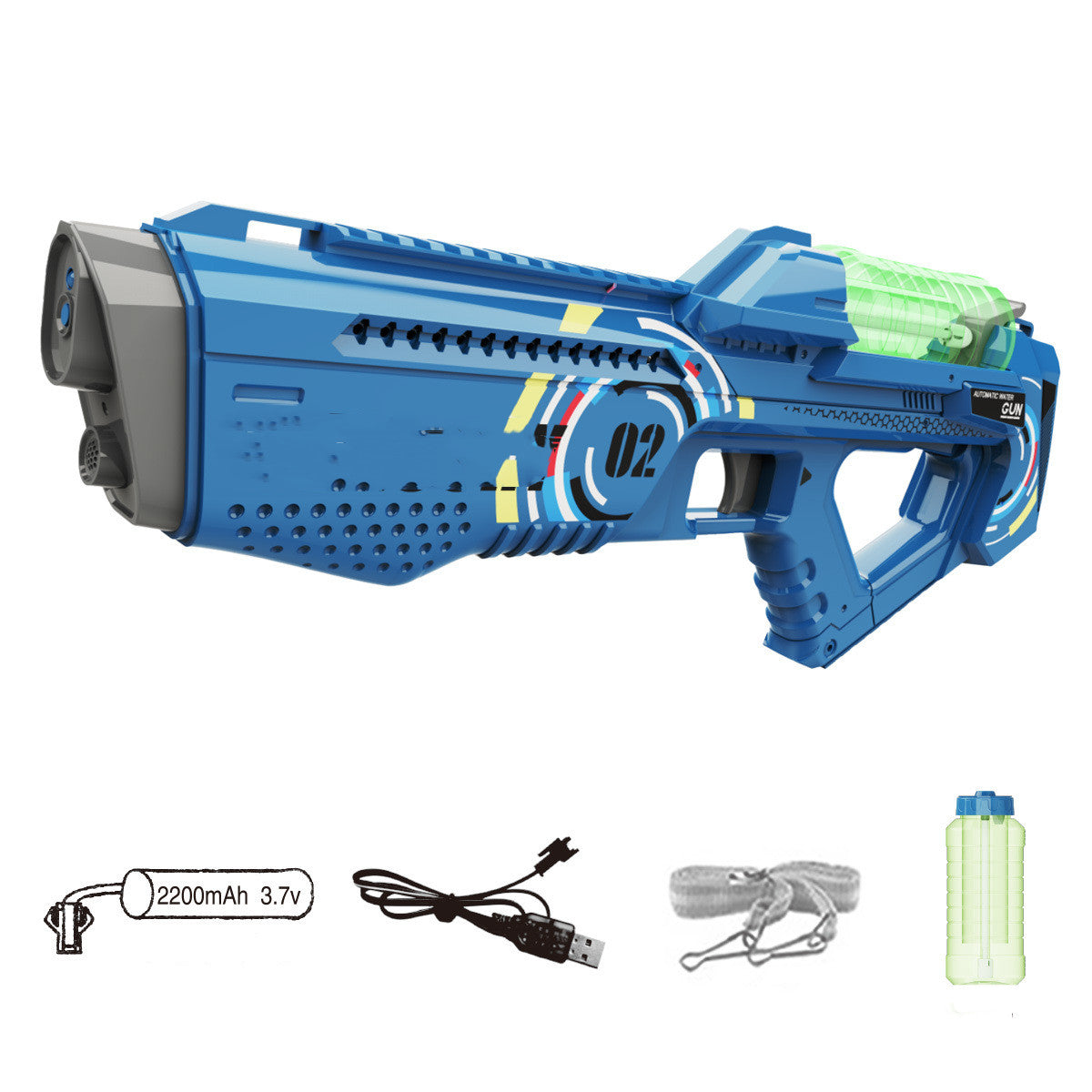 Automatic Rechargeable Water Gun: Continuous Firing, Lights, Kids Party Toy