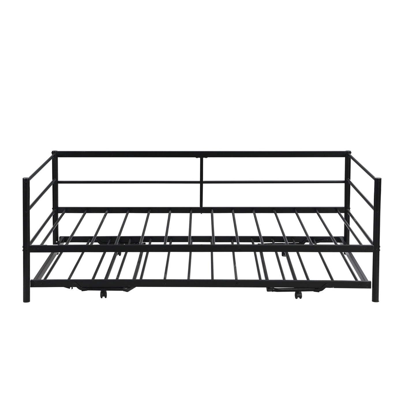 The Fabulous Twin Size Metal Daybed With Adjustable Trundle Up Trundle, Black