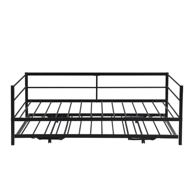 The Fabulous Twin Size Metal Daybed With Adjustable Trundle Up Trundle, Black