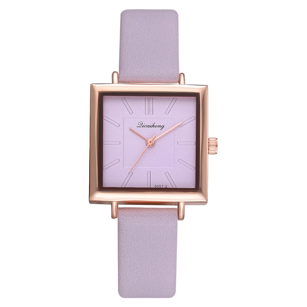 Women's Square Bracelet Wristwatches Contracted Leather Crystal Quartz Clock For Ladies