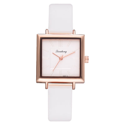 Women's Square Bracelet Wristwatches Contracted Leather Crystal Quartz Clock For Ladies