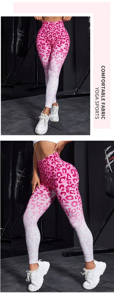 Women's Seamless Cheetah Yoga Pants Tight High Waist Hip Lifting For Female