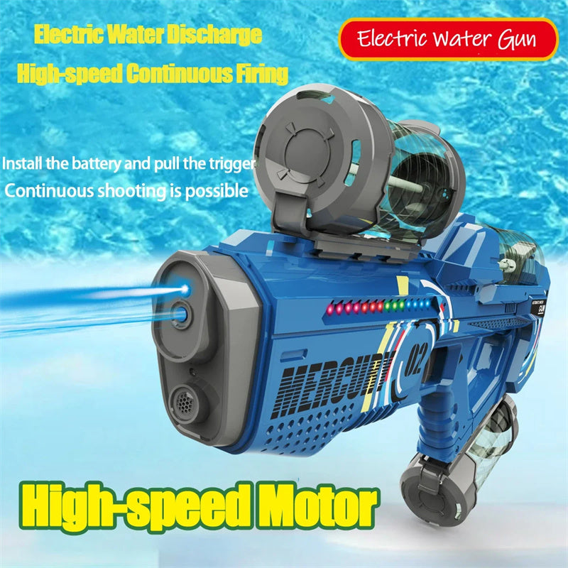 Automatic Rechargeable Water Gun: Continuous Firing, Lights, Kids Party Toy