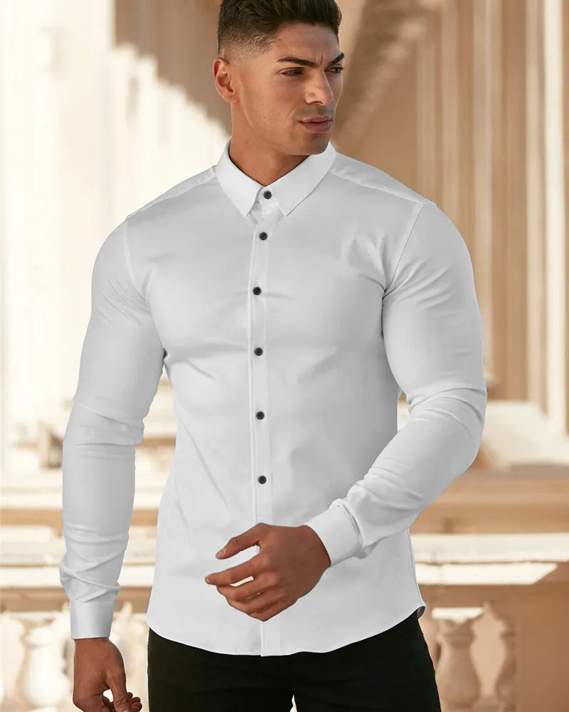 Autumn Fashion Long Sleeve Men's Shirt - Super Slim Fit Casual Business